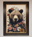 Brown Grizzly Bear Floral Framed Print - Hi Society