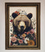 Brown Grizzly Bear Floral Framed Print - Hi Society