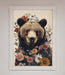 Brown Grizzly Bear Floral Framed Print - Hi Society