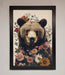 Brown Grizzly Bear Floral Framed Print - Hi Society