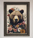 Brown Grizzly Bear Floral Framed Print - Hi Society