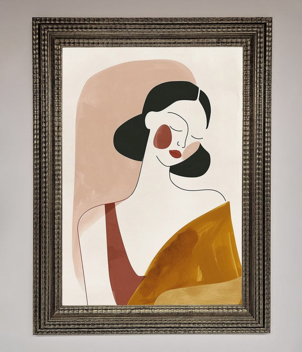 Browns Line Drawing Woman Framed Print - Hi Society