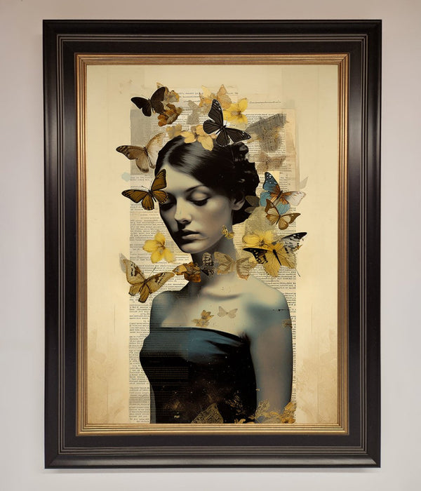Butterfly Book Woman Framed Poster - Hi Society