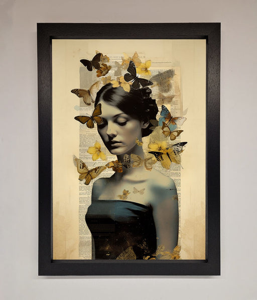 Butterfly Book Woman Framed Poster - Hi Society