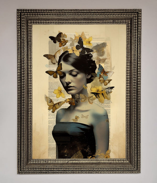 Butterfly Book Woman Framed Poster - Hi Society