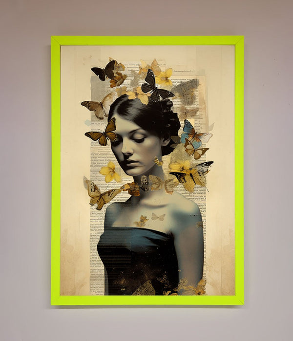 Butterfly Book Woman Framed Poster - Hi Society