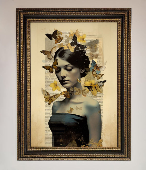 Butterfly Book Woman Framed Poster - Hi Society