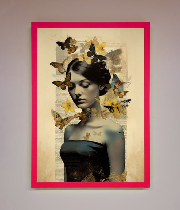 Butterfly Book Woman Framed Poster - Hi Society