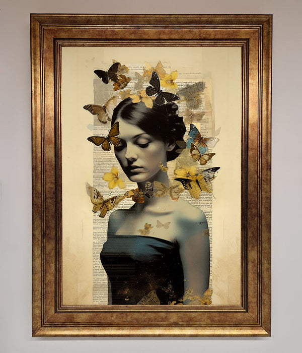Butterfly Book Woman Framed Poster - Hi Society