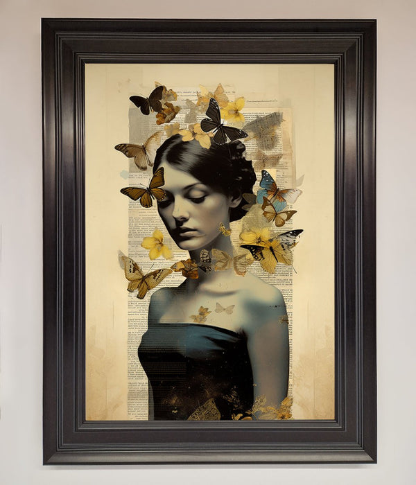 Butterfly Book Woman Framed Poster - Hi Society