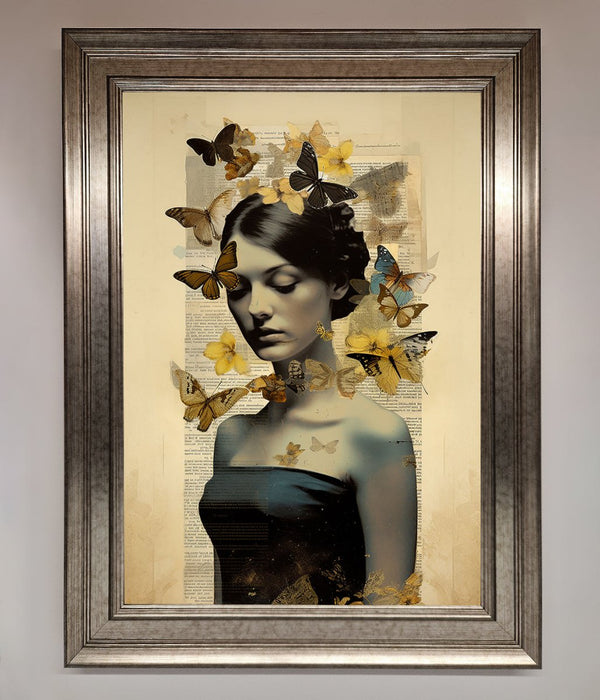 Butterfly Book Woman Framed Poster - Hi Society