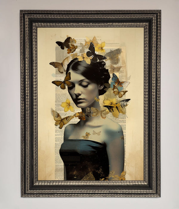 Butterfly Book Woman Framed Poster - Hi Society