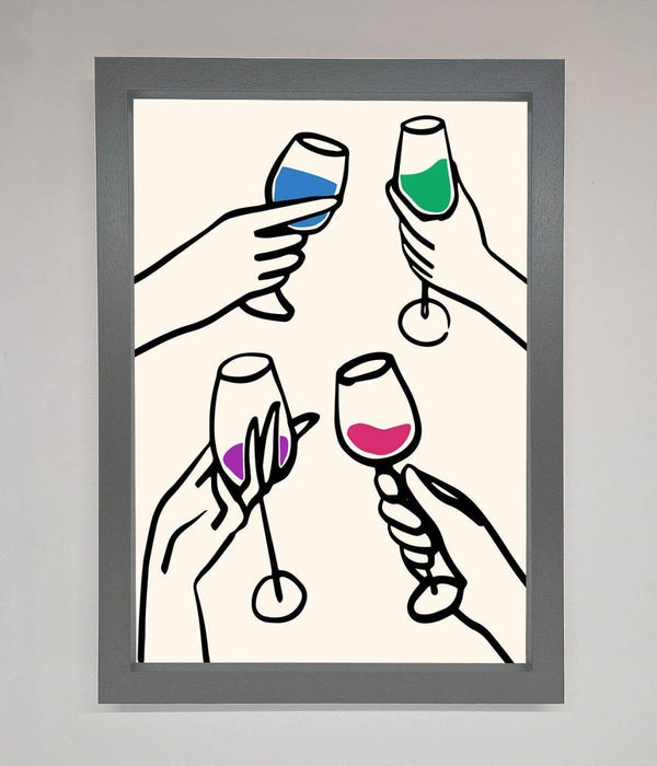 Cheers Wine Glasses Framed Wall Art - Hi Society