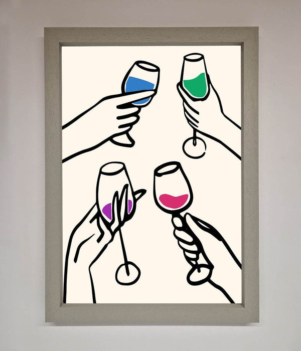Cheers Wine Glasses Framed Wall Art - Hi Society