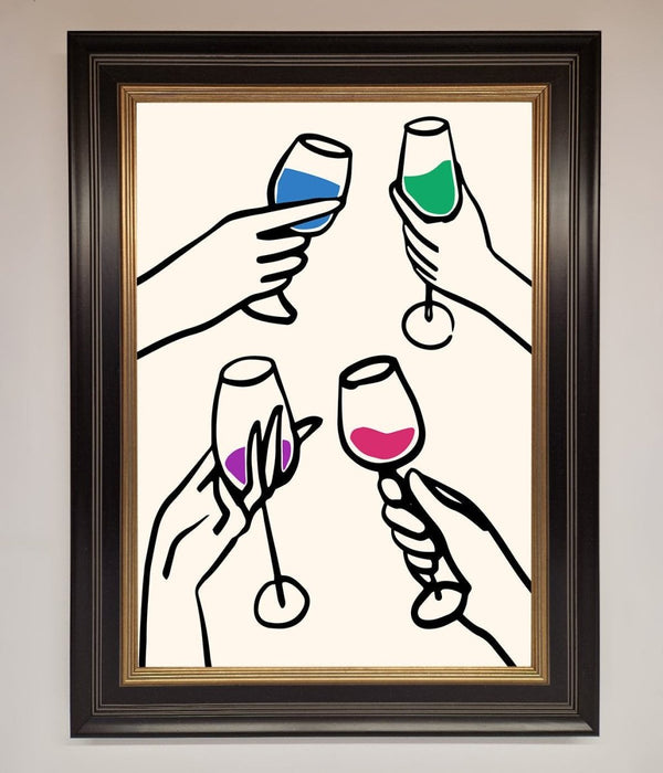 Cheers Wine Glasses Framed Wall Art - Hi Society