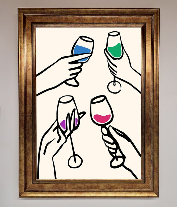 Cheers Wine Glasses Framed Wall Art - Hi Society
