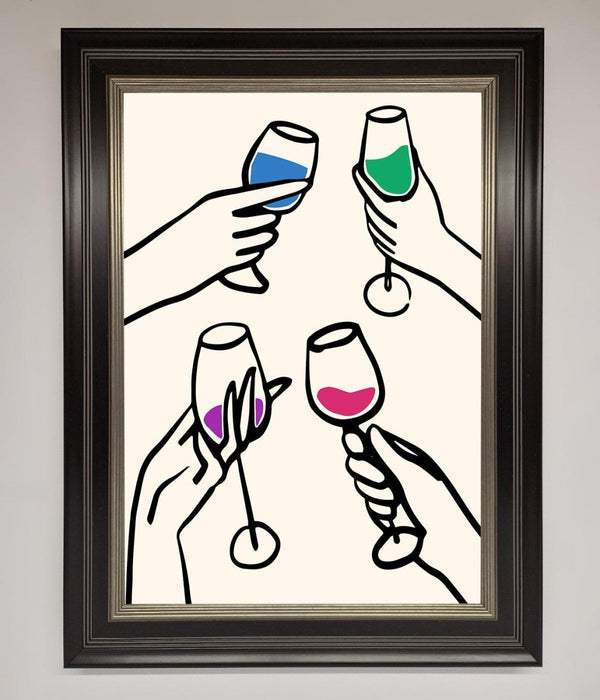 Cheers Wine Glasses Framed Wall Art - Hi Society