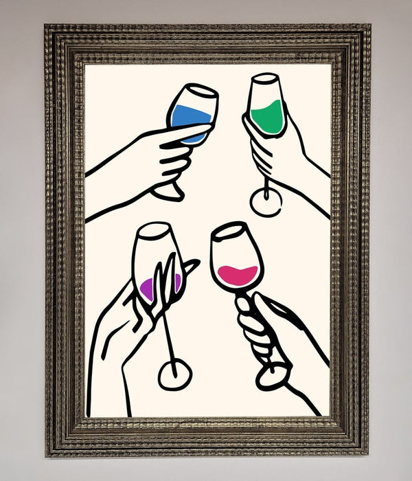 Cheers Wine Glasses Framed Wall Art - Hi Society