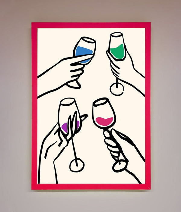 Cheers Wine Glasses Framed Wall Art - Hi Society