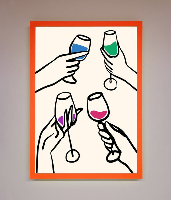 Cheers Wine Glasses Framed Wall Art - Hi Society