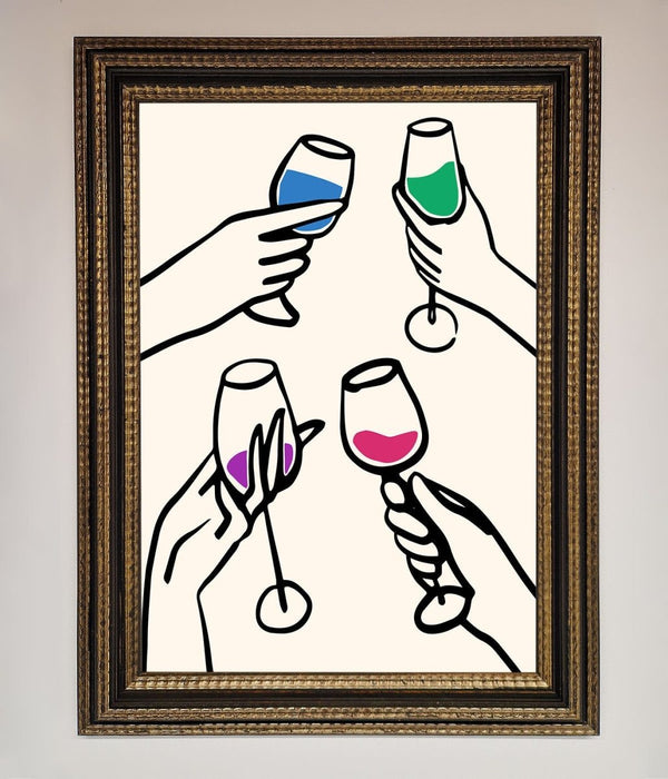 Cheers Wine Glasses Framed Wall Art - Hi Society