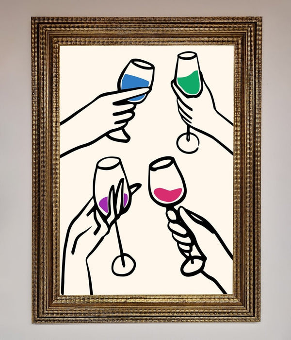 Cheers Wine Glasses Framed Wall Art - Hi Society