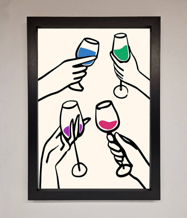 Cheers Wine Glasses Framed Wall Art - Hi Society