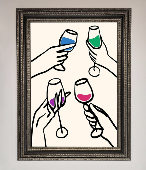 Cheers Wine Glasses Framed Wall Art - Hi Society