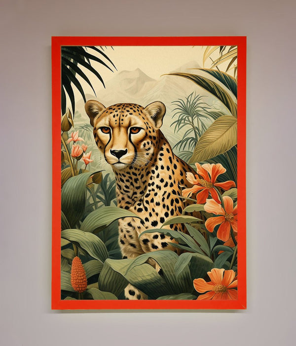 Cheetah In Flowers Framed Wall Art - Hi Society