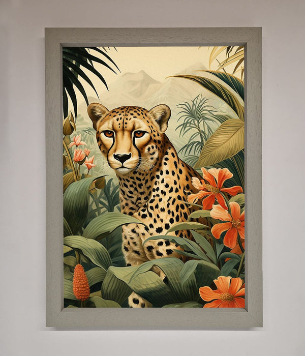 Cheetah In Flowers Framed Wall Art - Hi Society