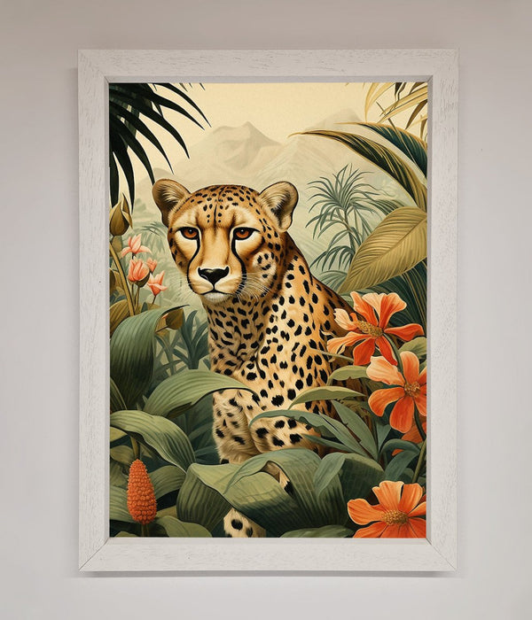 Cheetah In Flowers Framed Wall Art - Hi Society