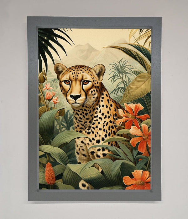 Cheetah In Flowers Framed Wall Art - Hi Society