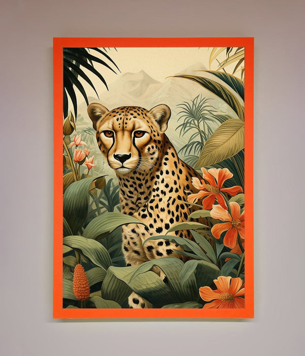 Cheetah In Flowers Framed Wall Art - Hi Society
