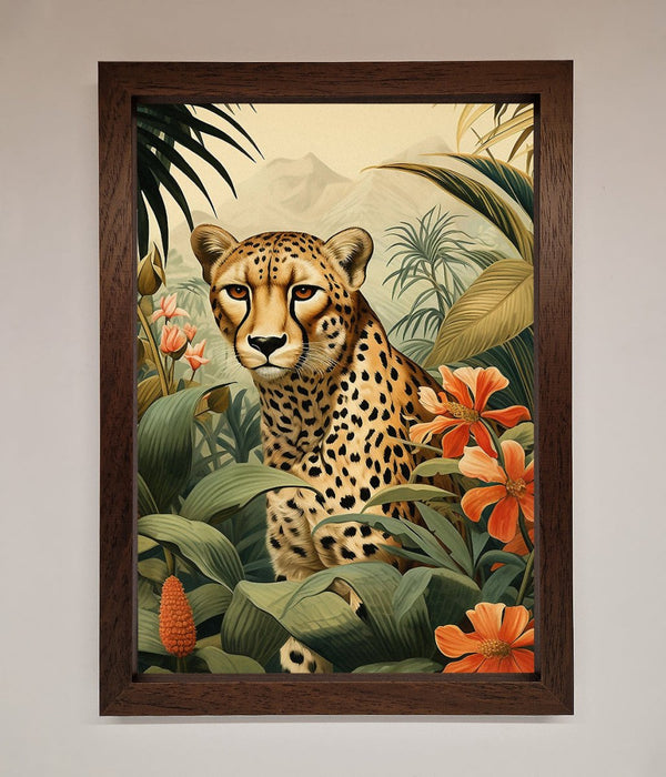 Cheetah In Flowers Framed Wall Art - Hi Society