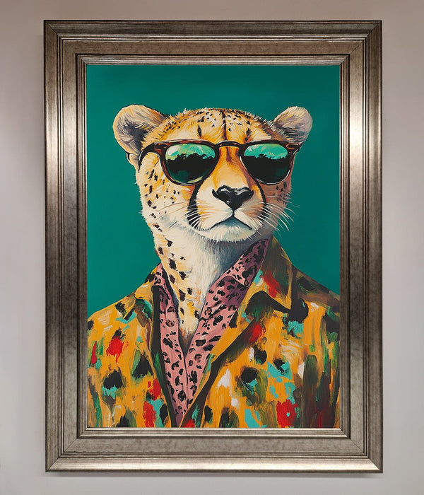 Cheetah With Sunglasses Framed Print - Hi Society
