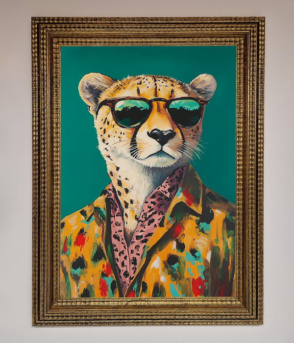 Cheetah With Sunglasses Framed Print - Hi Society