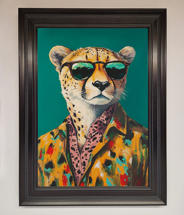 Cheetah With Sunglasses Framed Print - Hi Society