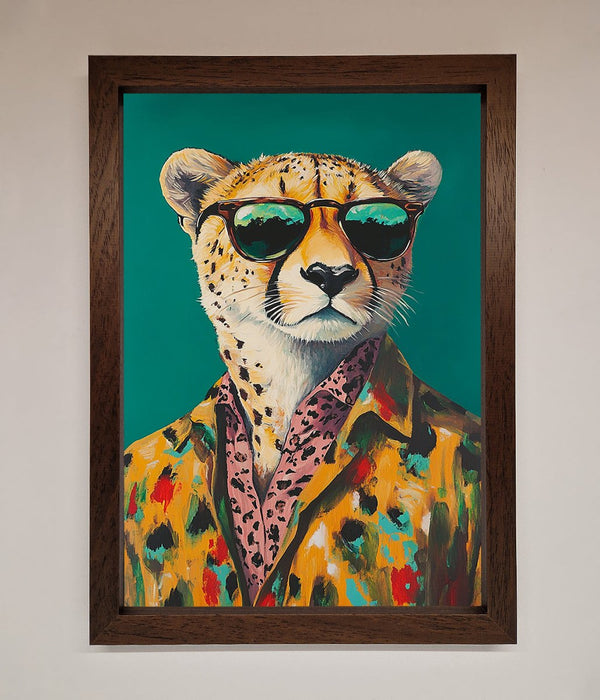 Cheetah With Sunglasses Framed Print - Hi Society