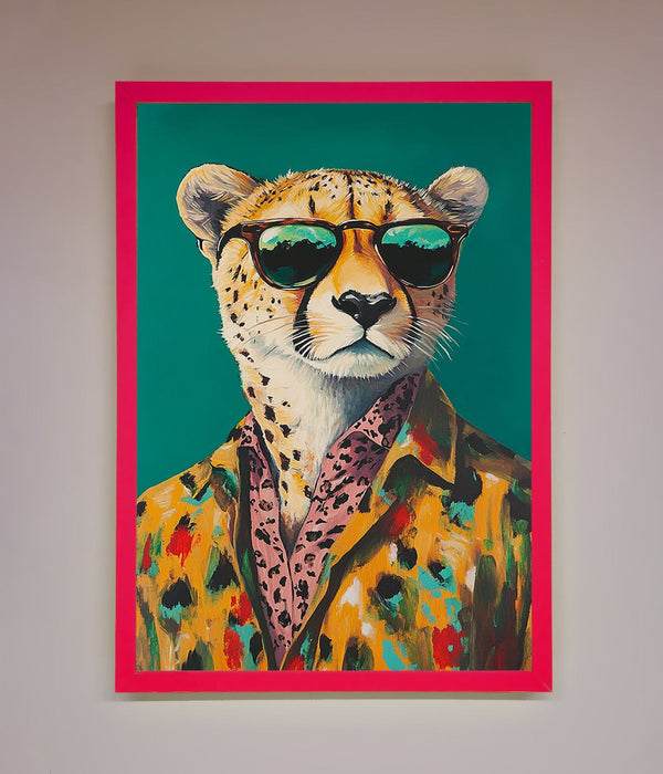Cheetah With Sunglasses Framed Print - Hi Society