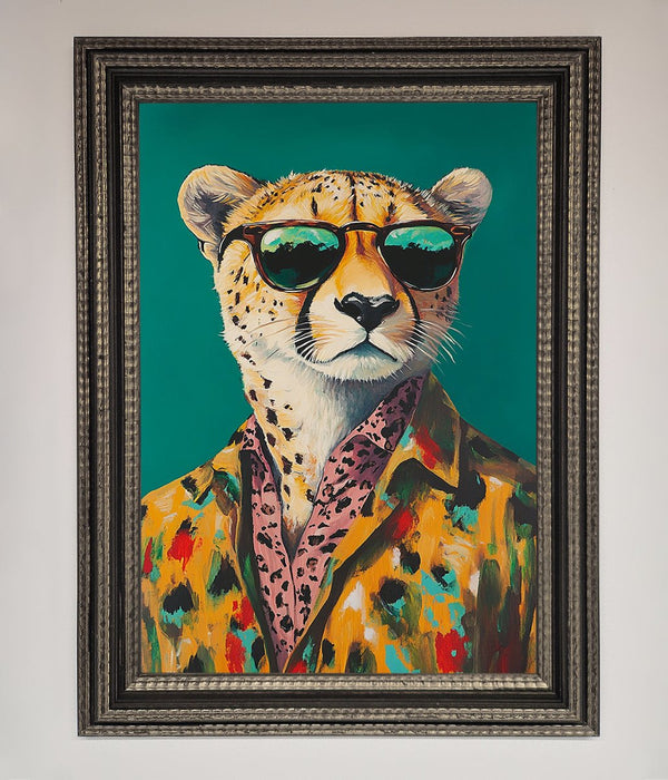 Cheetah With Sunglasses Framed Print - Hi Society