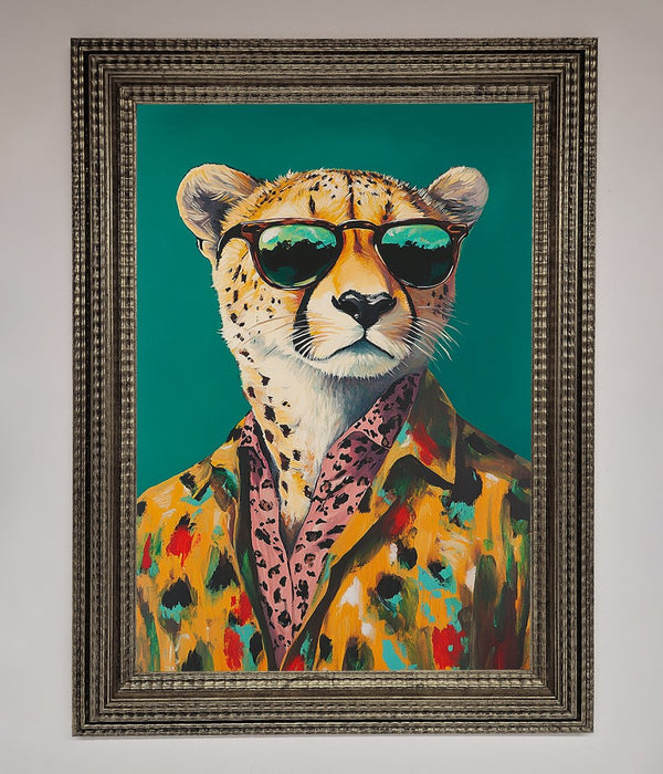 Cheetah With Sunglasses Framed Print - Hi Society
