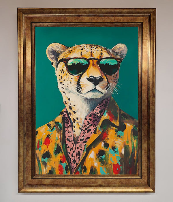 Cheetah With Sunglasses Framed Print - Hi Society