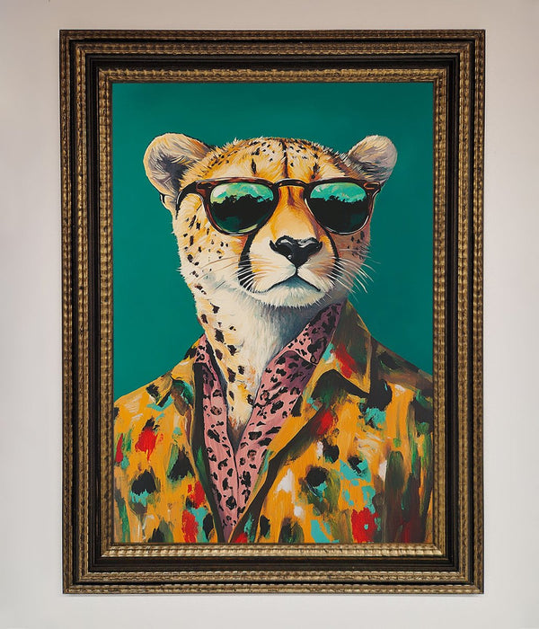 Cheetah With Sunglasses Framed Print - Hi Society