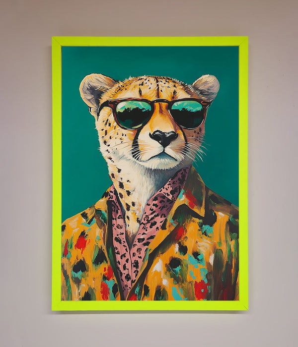 Cheetah With Sunglasses Framed Print - Hi Society
