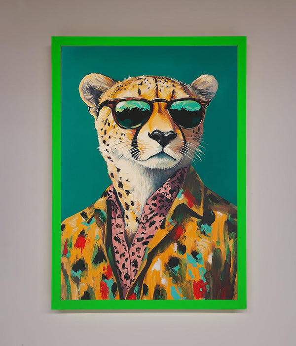Cheetah With Sunglasses Framed Print - Hi Society