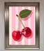 Cherries On Stripes Framed Print - Hi Society