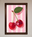 Cherries On Stripes Framed Print - Hi Society