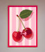 Cherries On Stripes Framed Print - Hi Society