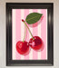 Cherries On Stripes Framed Print - Hi Society