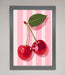 Cherries On Stripes Framed Print - Hi Society